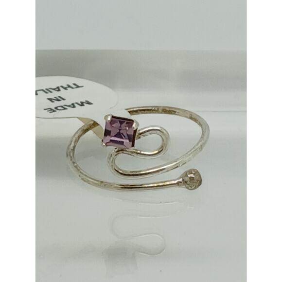 Sexy Purple Crystal Rhinestone Toe Ring Adjustable Size Sterling Silver Gift Box - Picture 2 of 7